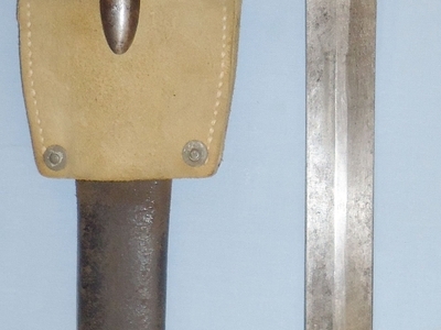 British 1888 Mark II Lee Metford Bayonet by Wilkinson and MK I Scabbard and Buff Leather Frog. 21916. Bayonet