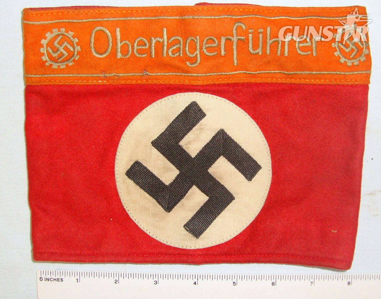 WW2 Era DAF (Deutsche Arbeitsfront) German Workers Syndicate Oberlagerfuhrer’s (Camp Leader’s) Heavy Construction Armband. Sn 17416  Antique & Militaria