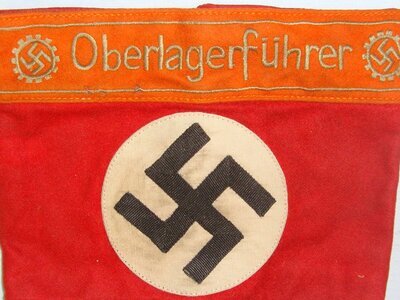 WW2 Era DAF (Deutsche Arbeitsfront) German Workers Syndicate Oberlagerfuhrer’s (Camp Leader’s) Heavy Construction Armband. Sn 17416  Antique & Militaria