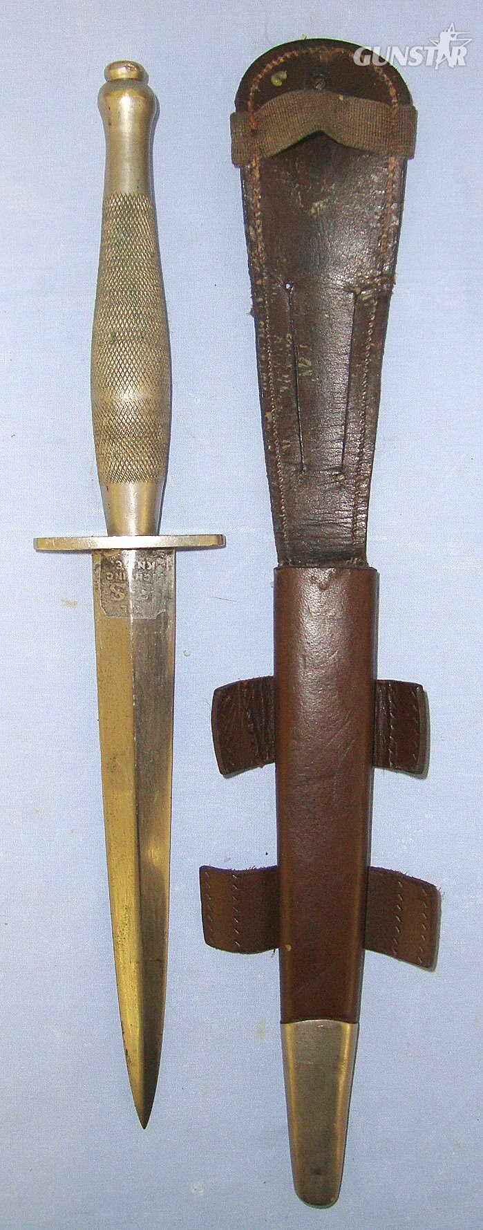 RARE**WW2 Era British Wilkinson Sword London 2nd Pattern Nickel Plated Officer’s Fairbairn Sykes FS Commando Fighting Knife With Double Etched Blade & Scabbard. Sn 23484:49 Knive in 
