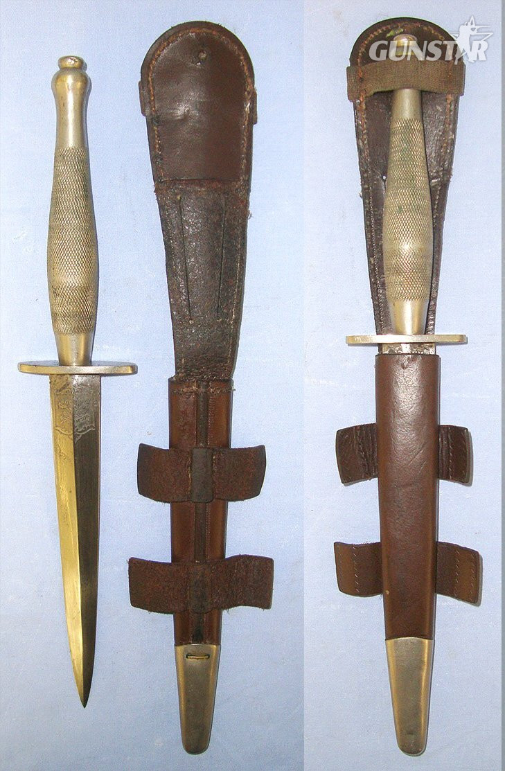 RARE**WW2 Era British Wilkinson Sword London 2nd Pattern Nickel Plated Officer’s Fairbairn Sykes FS Commando Fighting Knife With Double Etched Blade & Scabbard. Sn 23484:49 Knive