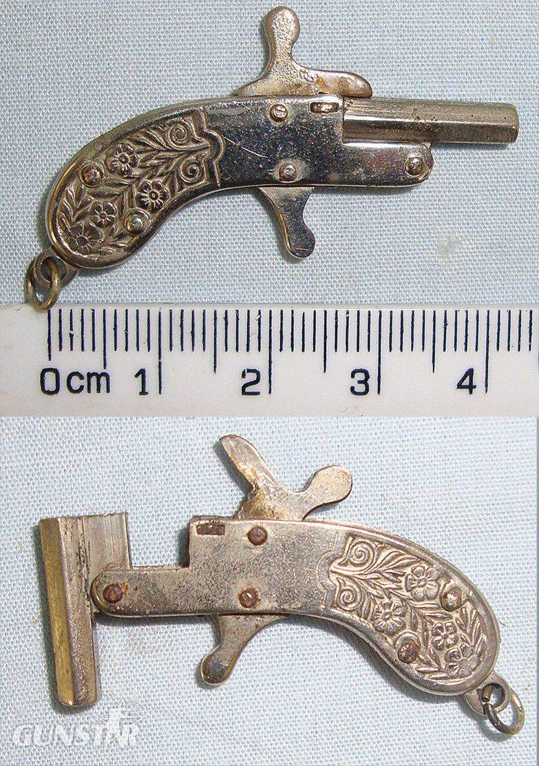 MINIATURE**EXPERTLY CRAFTED**Austrian Late 19th Century Break Action Pin Fire Metal Pistol With Foliate Decorated Grips. Sn 23564:4 miniature pistol Obsolete Single Shot in 