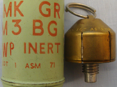 **Inert** Belgian ‘M3BG’ Smoke Grenade and Fuse. 18954:2. **Inert** Belgian ‘M3BG’ Smoke Grenade and Fuse. 18954:2.  Other