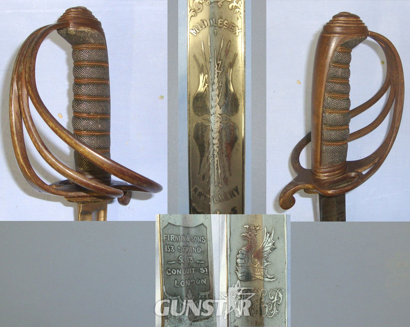 British Officer’s Private Purchase Short Sword Hanger Sidearm With 1821 Pattern Light Cavalry / Mounted Artillery Hilt, & Quality Etched Blade By Firmin & Sons London To The Middlesex Volunteer Artillery & Scabbard. Sn 22645:8 Sword