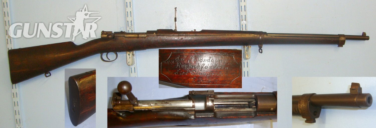 RARE**CAPTURED**Boer War ZAR Republic Contract Mauser Model 1896 7.9mm Calibre Rifle By Loewe & Co Berlin With Boer Name & Address Carved In Stock ‘J.J.A. Jordaan Reebokfontein Dist. Standerton Z.A.R’**COCKS & DRY FIRES UK 2005 DEACTIVATION** Sn 22117 deactivated rifle Bolt Action None Rifle in 