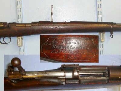 RARE**CAPTURED**Boer War ZAR Republic Contract Mauser Model 1896 7.9mm Calibre Rifle By Loewe & Co Berlin With Boer Name & Address Carved In Stock ‘J.J.A. Jordaan Reebokfontein Dist. Standerton Z.A.R’**COCKS & DRY FIRES UK 2005 DEACTIVATION** Sn 22117 deactivated rifle Bolt Action None Rifle