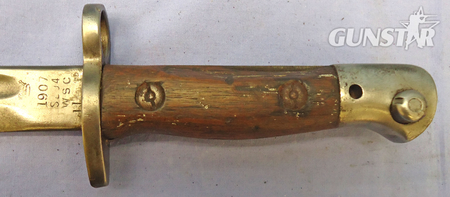 British, Scarce, 1943 Dated, Lanchester S.M.G. Bayonet and Scabbard. BAYO 445. Bayonet - {CATEGORY} in 