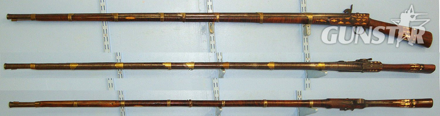  MASSIVE**5 FEET 10 INCHES**C1820 North African / Arab .750 Musket Bore Percussion Jezail Musket  With Wood Stock Ornately Decorated With Polished Bone Inlays. Sn 23193 Muzzleloader .75 Cal Muzzleloader Rifle