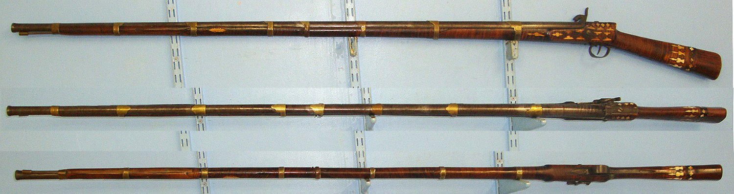  MASSIVE**5 FEET 10 INCHES**C1820 North African / Arab .750 Musket Bore Percussion Jezail Musket  With Wood Stock Ornately Decorated With Polished Bone Inlays. Sn 23193 Muzzleloader .75 Cal Muzzleloader Rifle