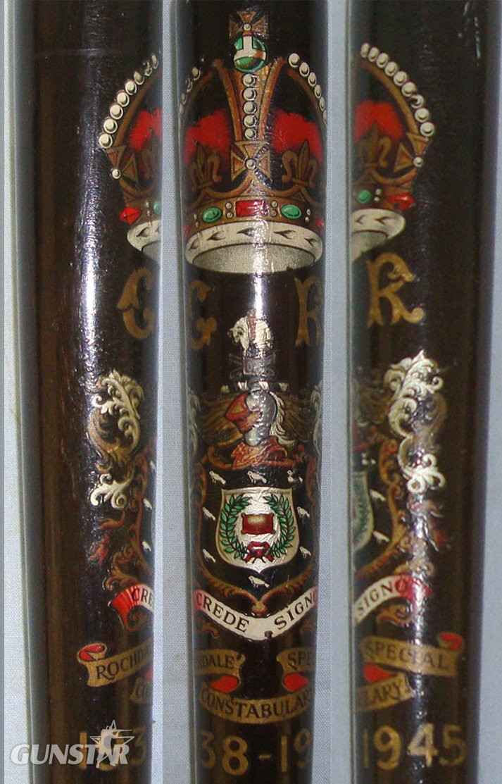 MINT**WW2 1938-1945 Dated, Polychrome Decorated Rochdale Special Constabulary Lignum Vitae Tropical Hard Wood Presentation Police Truncheon. Sn 22194  Antique & Militaria