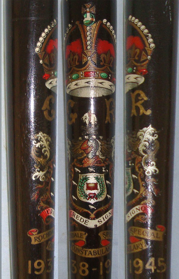 MINT**WW2 1938-1945 Dated, Polychrome Decorated Rochdale Special Constabulary Lignum Vitae Tropical Hard Wood Presentation Police Truncheon. Sn 22194  Antique & Militaria