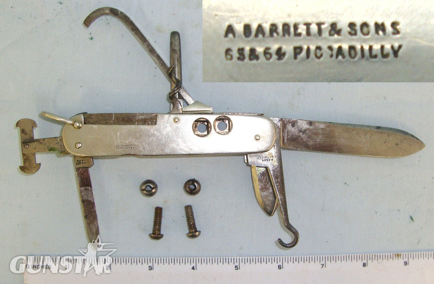 Late Victorian Boer War Era British Officer’s/ Cavalry Horseman's Folding Clasp Knife By A. Barrett & Sons 63 & 64 Piccadilly (London) With Removable Rein Studs. Sn 23631 Knive in 