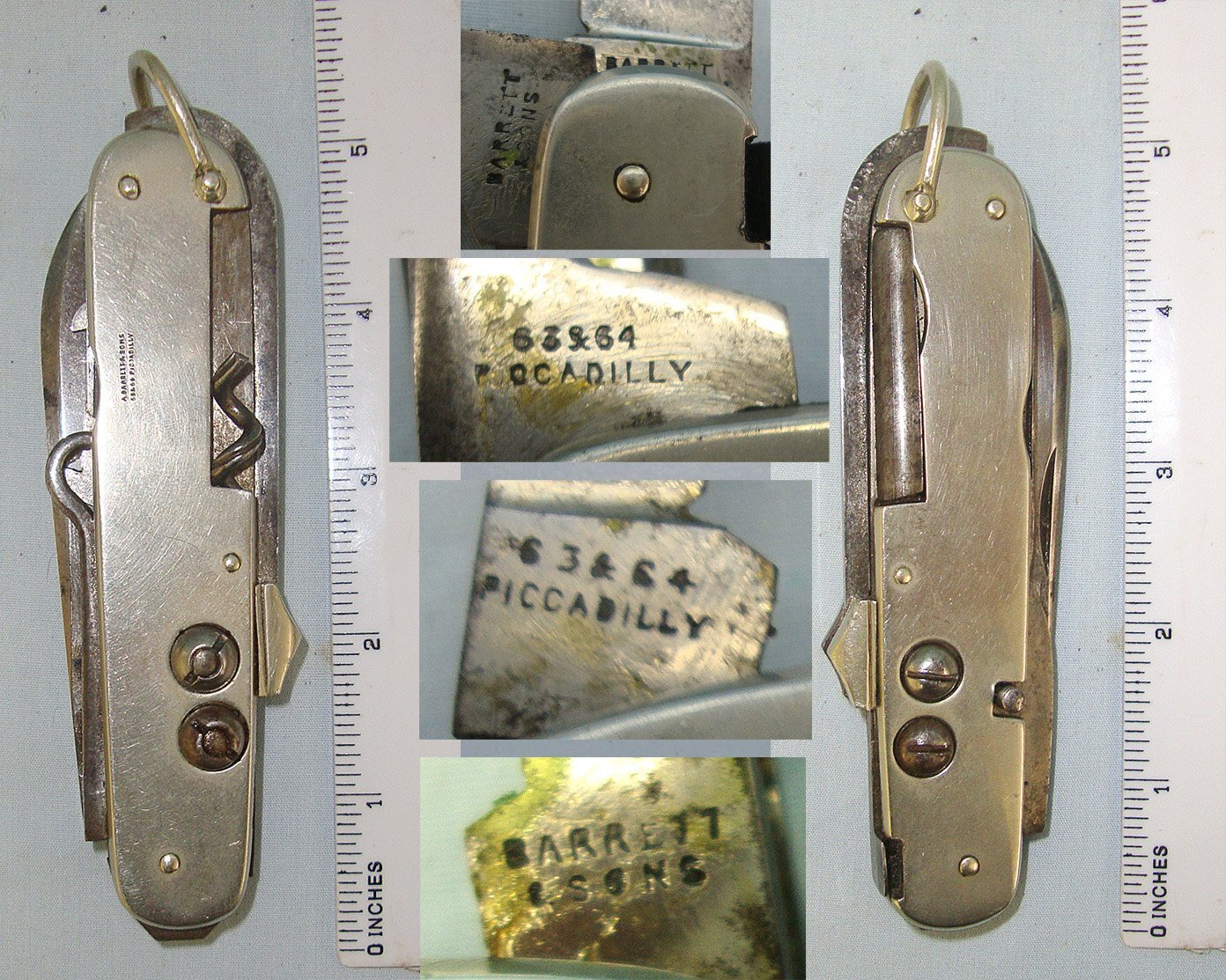 Late Victorian Boer War Era British Officer’s/ Cavalry Horseman's Folding Clasp Knife By A. Barrett & Sons 63 & 64 Piccadilly (London) With Removable Rein Studs. Sn 23631 Knive