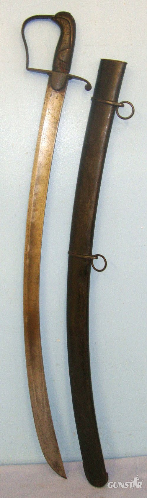 AS FOUND**NAPOLEONIC WARS ERA** British WD 1796 Pattern Cavalry Trooper’s Sabre By Osborn Birmingham & Scabbard Regiment Marked ‘B’ (Squadron?). Sn 21843 Sword in 