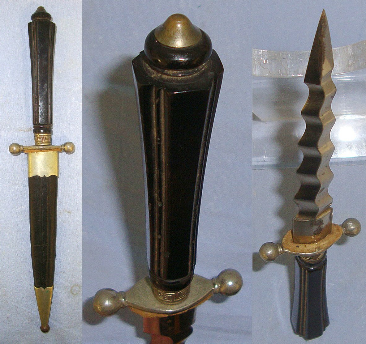  UNUSUAL**RARE FORM**Victorian Era Saloon Gambler's Dagger With Kris Form Blade & Scabbard. Sn 23094 Dagger