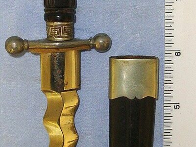 UNUSUAL**RARE FORM**Victorian Era Saloon Gambler's Dagger With Kris Form Blade & Scabbard. Sn 23094 Dagger