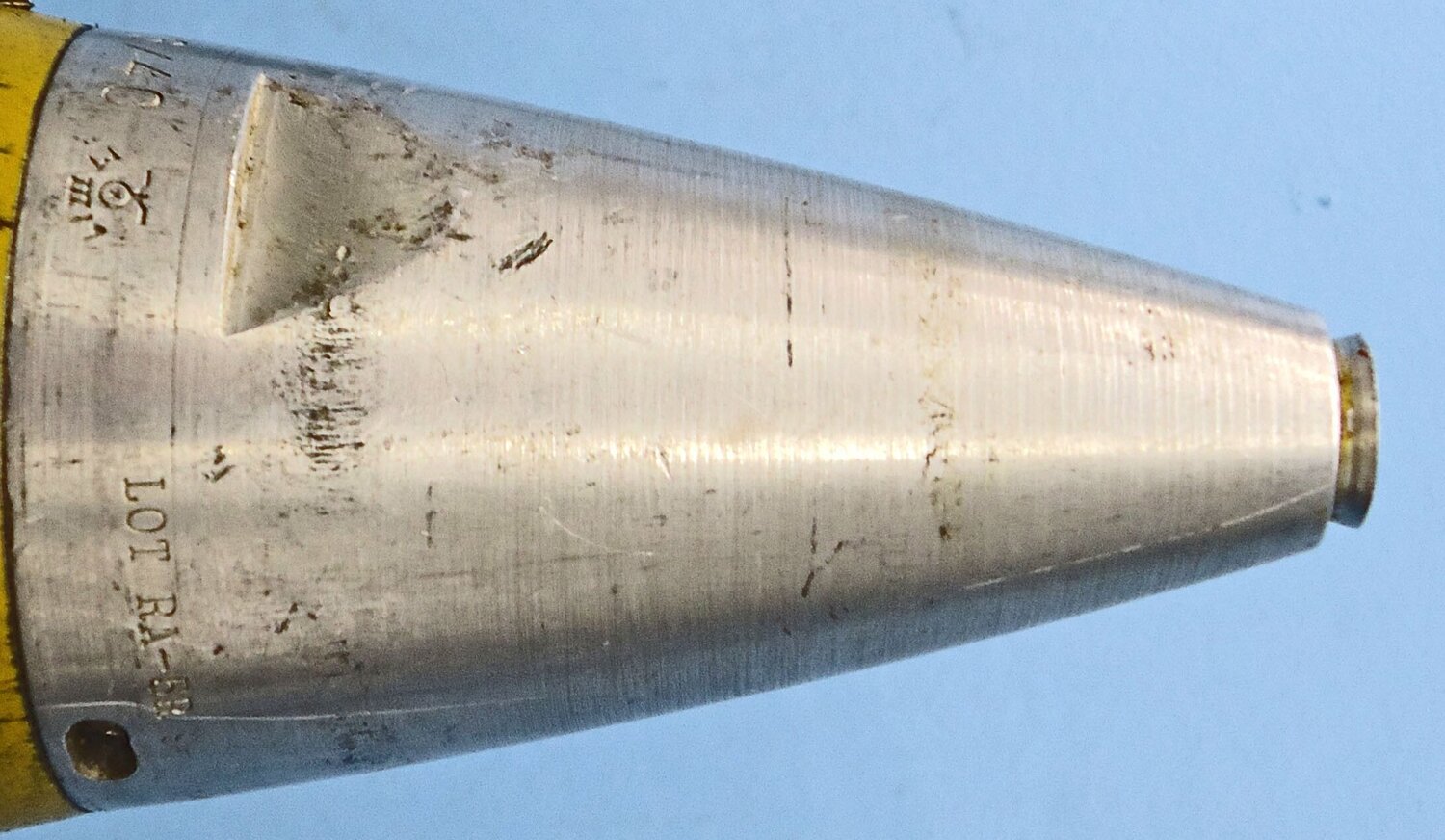 {CATEGORY} - INERT DEACTIVATED. WW2 Kriegsmarine 105mm High Explosive (HE) Round For The 105mm (105x658R) SK C/32 Naval Gun. - O 2162 INERT DEACTIVATED. WW2 Kriegsmarine 105mm High Explosive (HE) Round For The 105mm (105x658R) SK C/32 Naval Gun. - O 2162  Other Ammunition