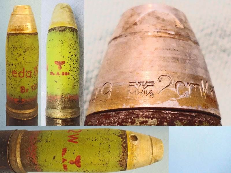  INERT DEACTIVATED. German Kriegsmarine, WW2, 1942 Dated, 20mm Soluthern (20x138B) (Flak 30 & 38) High Explosive/Tracer (HE/T) Round. - O 1935 INERT DEACTIVATED. German Kriegsmarine, WW2, 1942 Dated, 20mm Soluthern (20x138B) (Flak 30 & 38) High Explosive/Tracer (HE/T) Round. - O 1935  Other Ammunition