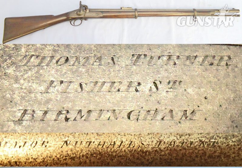T. Turner & Sons Volunteer, 2 Band Enfield P1856, .577 Calibre Percussion Rifle, Major Nuthall Patent Rifling by Thomas Turner, Birmingham. Sn - 21999 Muzzleloader .577 Rifle in 