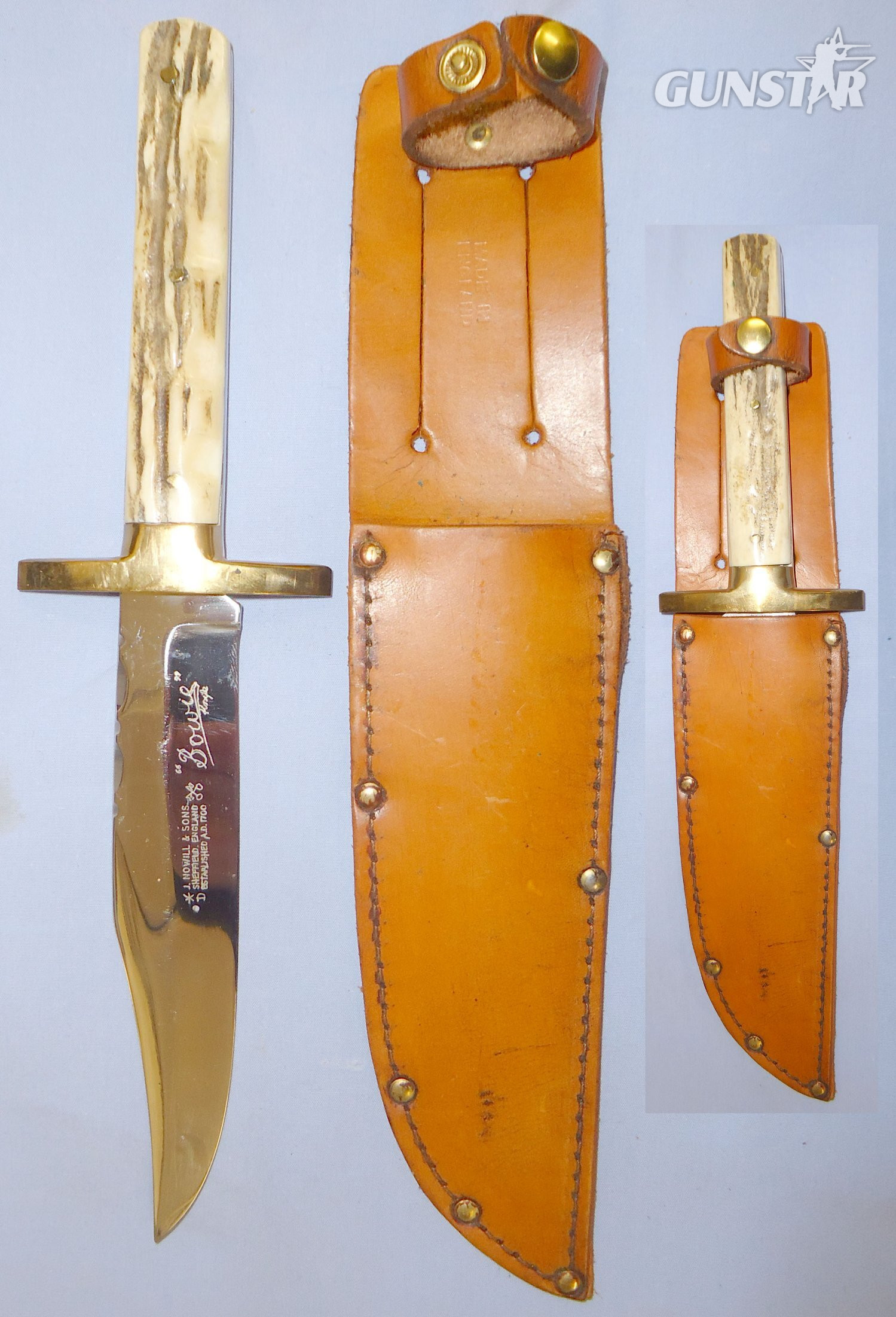 Bowie Knife & Sheath by John Nowill & Sons of Sheffield. ED 2536. Hunting Knive in 