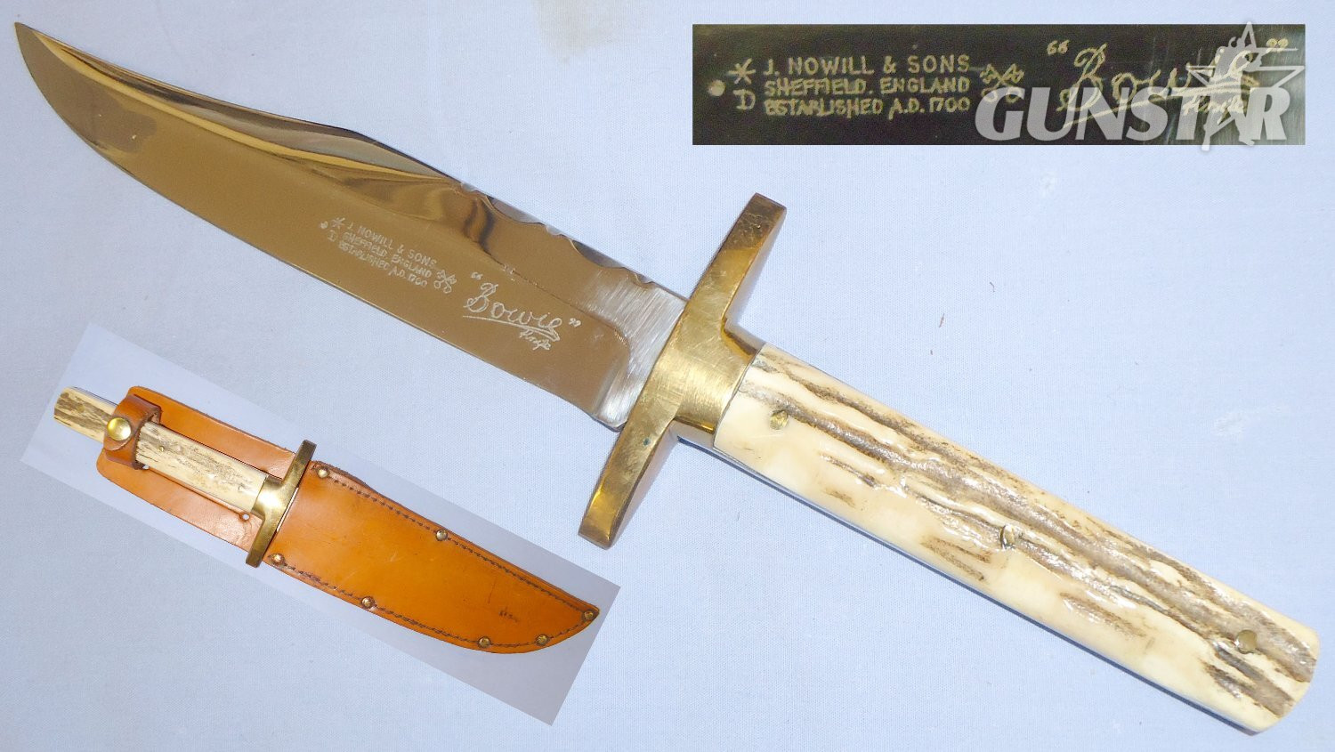 Bowie Knife & Sheath by John Nowill & Sons of Sheffield. ED 2536. Hunting Knive