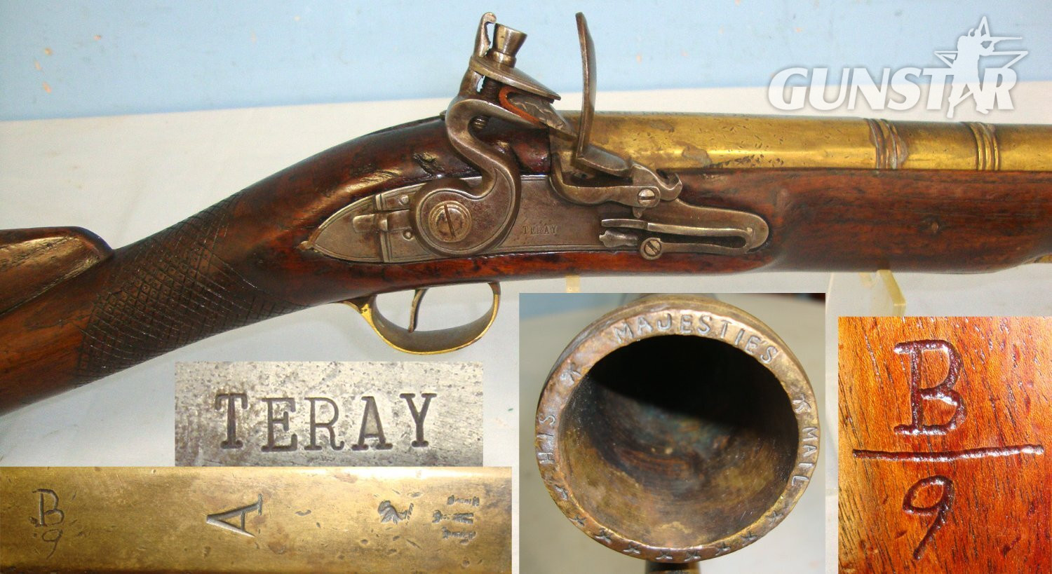 VERY RARE**1801 Dated Irish Dublin His Majesties Mail Coach Guard’s Brass Barrelled Flintlock Blunderbuss By Teray Dublin With Matching Coach Or Weapon Number B/9. Sn 22902 Muzzleloader None
