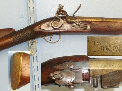 VERY RARE**1801 Dated Irish Dublin His Majesties Mail Coach Guard’s Brass Barrelled Flintlock Blunderbuss By Teray Dublin With Matching Coach Or Weapon Number B/9. Sn 22902 Muzzleloader None