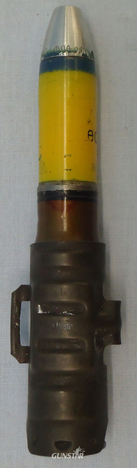 INERT DEACTIVATED. MINT Condition, WW2 1941 Dated 20 mm MK151/20 (20x82) HE (High Explosive) Cannon Round, Transit Tube & Link. - O 1990 INERT DEACTIVATED. MINT Condition, WW2 1941 Dated 20 mm MK151/20 (20x82) HE (High Explosive) Cannon Round, Transit Tube & Link. - O 1990  Other Ammunition - {CATEGORY}