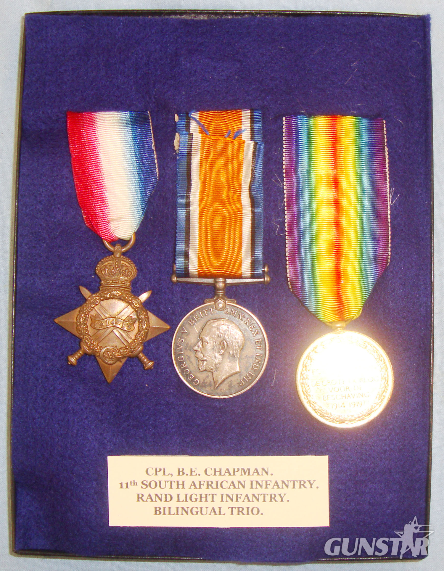 Bi-lingual WW1 Trio to Cpl B.E. Chapman 11th South African Infantry - Rand Light Infantry. Sn 7774. Bi-lingual WW1 Trio to Cpl B.E. Chapman 11th South African Infantry - Rand Light Infantry. Sn 7774. Antique & Militaria in 