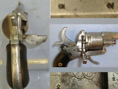 Liege Belgium ‘MJ’ Michel Jamar ‘The Guardian Model Of 1878’ 7mm Pinfire Obsolete Calibre 5 Shot Revolver With Folding Trigger & Captive Ejector Rod. A 1123 With Folding Trigger & Captive Ejector Rod. A 1123 7mm Revolver