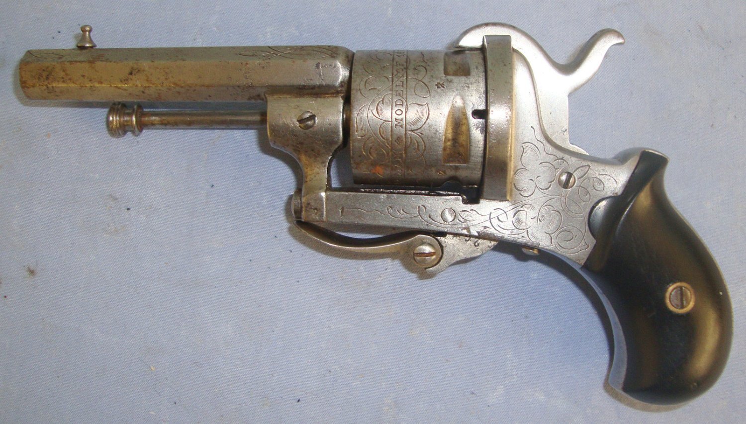  Liege Belgium ‘MJ’ Michel Jamar ‘The Guardian Model Of 1878’ 7mm Pinfire Obsolete Calibre 5 Shot Revolver With Folding Trigger & Captive Ejector Rod. A 1123 With Folding Trigger & Captive Ejector Rod. A 1123 7mm Revolver