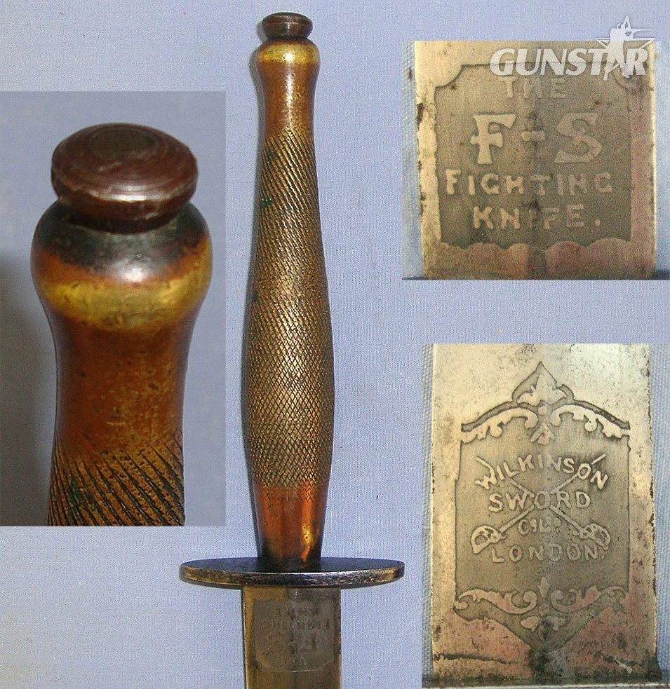 RARE**WW2 British Wilkinson Sword London 2nd Pattern Fairbairn Sykes FS Commando Fighting Knife With Double Etched & Blued Panels Blade & Scabbard. Sn 23484:50 Knive