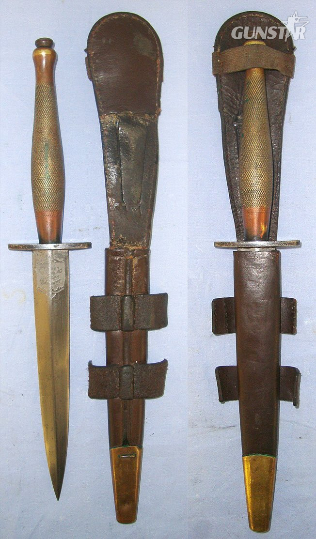  RARE**WW2 British Wilkinson Sword London 2nd Pattern Fairbairn Sykes FS Commando Fighting Knife With Double Etched & Blued Panels Blade & Scabbard. Sn 23484:50 Knive