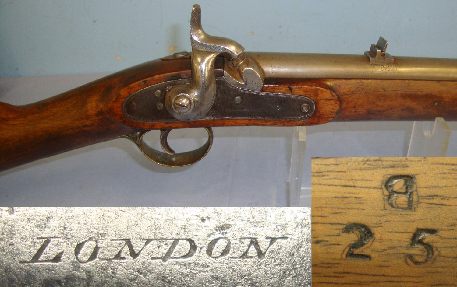 C1854-1860’s British London Made Brunswick Pattern Volunteer / Militia .577 Calibre Muzzle Loading Percussion Rifle With Patchbox. Sn 21593 rifle Muzzleloader .577 Rifle