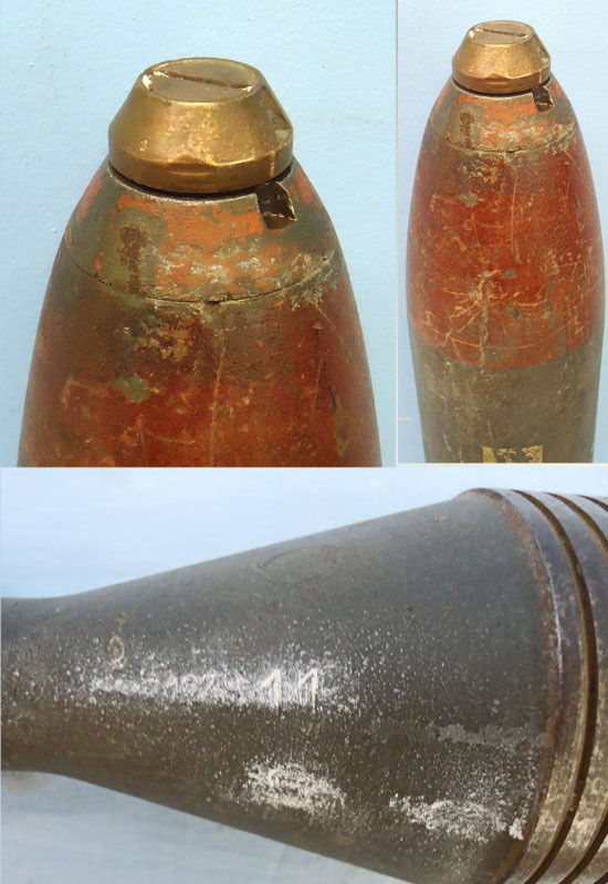 DEACTIVATED INERT. French, 1939 Dated, Unfired Brandt Mle 27/31, 81mm High Explosive (HE) Heavy Mortor. Sn - 20735 DEACTIVATED INERT. French, 1939 Dated, Unfired Brandt Mle 27/31, 81mm High Explosive (HE) Heavy Mortor. Sn - 20735  Other Ammunition