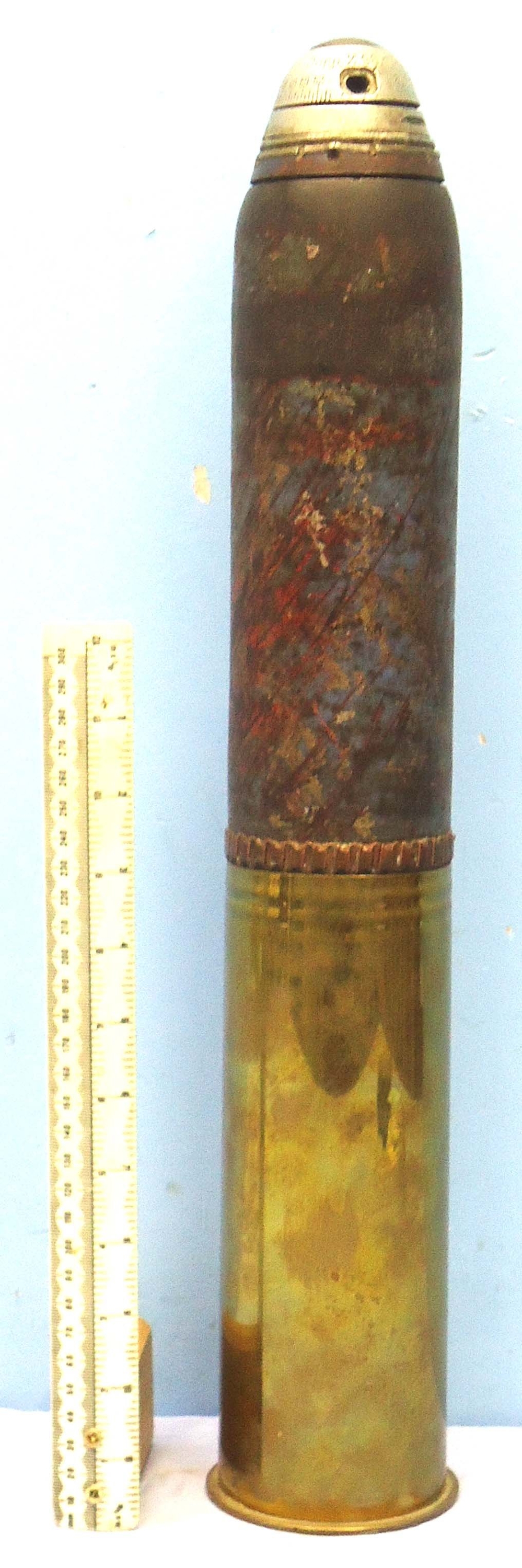 INERT DEACTIVATED. German WW1, 1917 Dated, 77mm (77x229R) (Bring Back) Shrapnel Round. O 2422 INERT DEACTIVATED. German WW1, 1917 Dated, 77mm (77x229R) (Bring Back) Shrapnel Round. O 2422 Various Other Ammunition - {CATEGORY} in 