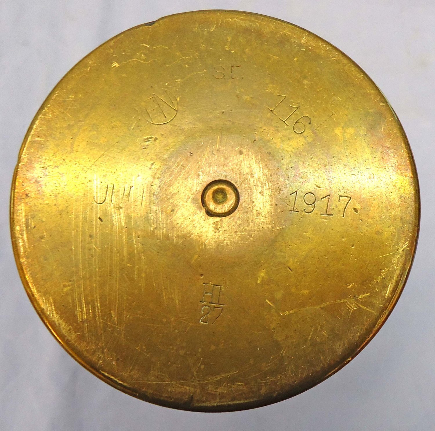 INERT DEACTIVATED. German WW1, 1917 Dated, 77mm (77x229R) (Bring Back) Shrapnel Round. O 2422 INERT DEACTIVATED. German WW1, 1917 Dated, 77mm (77x229R) (Bring Back) Shrapnel Round. O 2422 Various Other Ammunition 