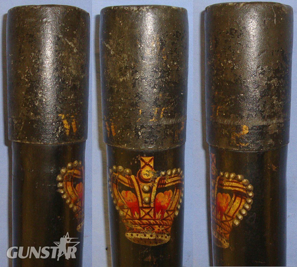 1830-1837 British William IV Hand Painted Ebonised Wood Police Constabulary Tip Staff / Truncheon With Weighted Lead Cudgel Cap. Sn 21387  Antique & Militaria
