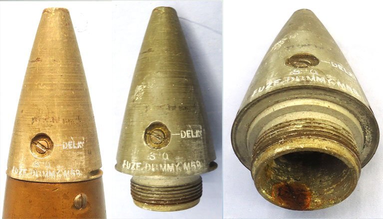  WW2, American 75mm (75x350R) Steel and Brass, weighted DRILL M48 High Explosive Round with a DRILL M59 Super Quick Fuze for the Sherman M4 Tank. O 2421 WW2, American 75mm (75x350R) Steel and Brass, weighted DRILL M48 High Explosive Round with a DRILL M59 Super Quick Fuze for the Sherman M4 Tank. O 2421 Various Other Ammunition