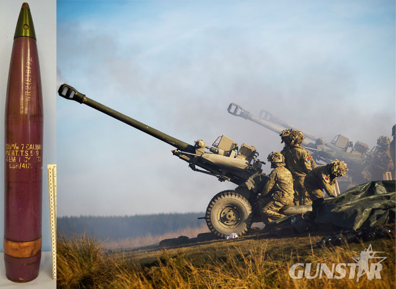 INERT DEACTIVATED. British, Experimental, Unfired, 1971 Dated, 105mm L118 Light Gun 7 Calibre Long, High Explosive (HE) Projectile. - O 1812 INERT DEACTIVATED. British, Experimental, Unfired, 1971 Dated, 105mm L118 Light Gun 7 Calibre Long, High Explosive (HE) Projectile. - O 1812  Other Ammunition in 
