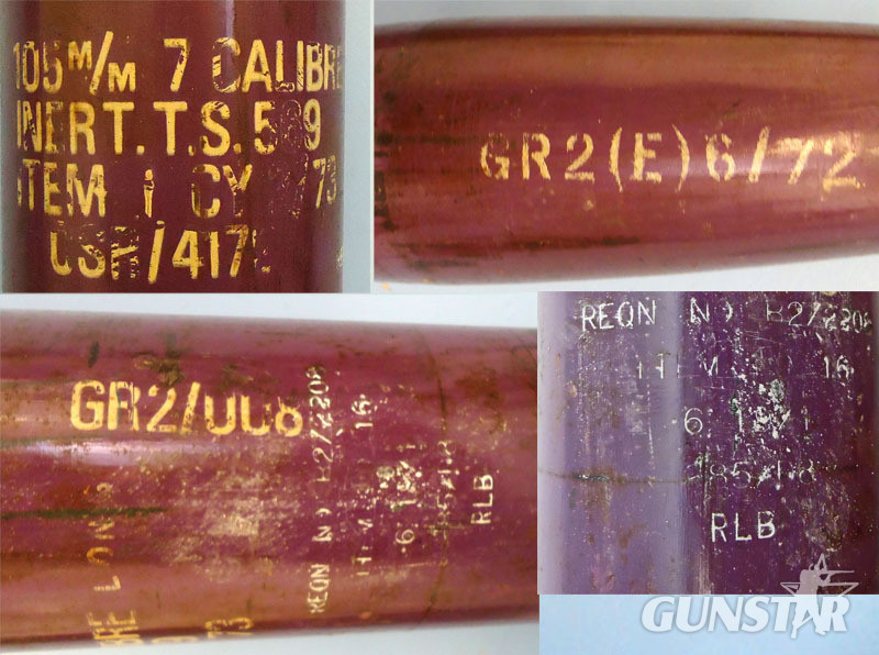 INERT DEACTIVATED. British, Experimental, Unfired, 1971 Dated, 105mm L118 Light Gun 7 Calibre Long, High Explosive (HE) Projectile. - O 1812 INERT DEACTIVATED. British, Experimental, Unfired, 1971 Dated, 105mm L118 Light Gun 7 Calibre Long, High Explosive (HE) Projectile. - O 1812  Other Ammunition