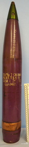 INERT DEACTIVATED. British, Experimental, Unfired, 1971 Dated, 105mm L118 Light Gun 7 Calibre Long, High Explosive (HE) Projectile. - O 1812 INERT DEACTIVATED. British, Experimental, Unfired, 1971 Dated, 105mm L118 Light Gun 7 Calibre Long, High Explosive (HE) Projectile. - O 1812  Other Ammunition - {CATEGORY}