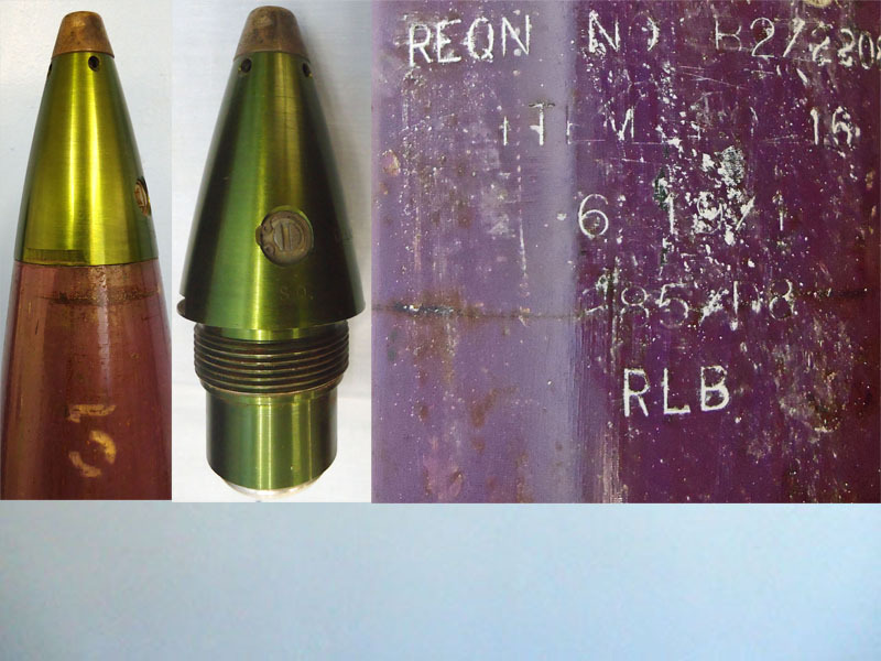  INERT DEACTIVATED. British, Experimental, Unfired, 1971 Dated, 105mm L118 Light Gun 7 Calibre Long, High Explosive (HE) Projectile. - O 1812 INERT DEACTIVATED. British, Experimental, Unfired, 1971 Dated, 105mm L118 Light Gun 7 Calibre Long, High Explosive (HE) Projectile. - O 1812  Other Ammunition