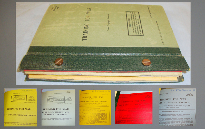 An Original Bound Collection of War Office Restricted Handbooks – ‘Training For War’ Parts-1,2,3,5 & 6. Previously Owned by ‘Lt R.W. Naesmyth’. BO 448. An Original Bound Collection of War Office Restricted Handbooks – ‘Training For War’ Parts-1,2,3,5 & 6. Previously Owned by ‘Lt R.W. Naesmyth’. BO 448. Other Accessory