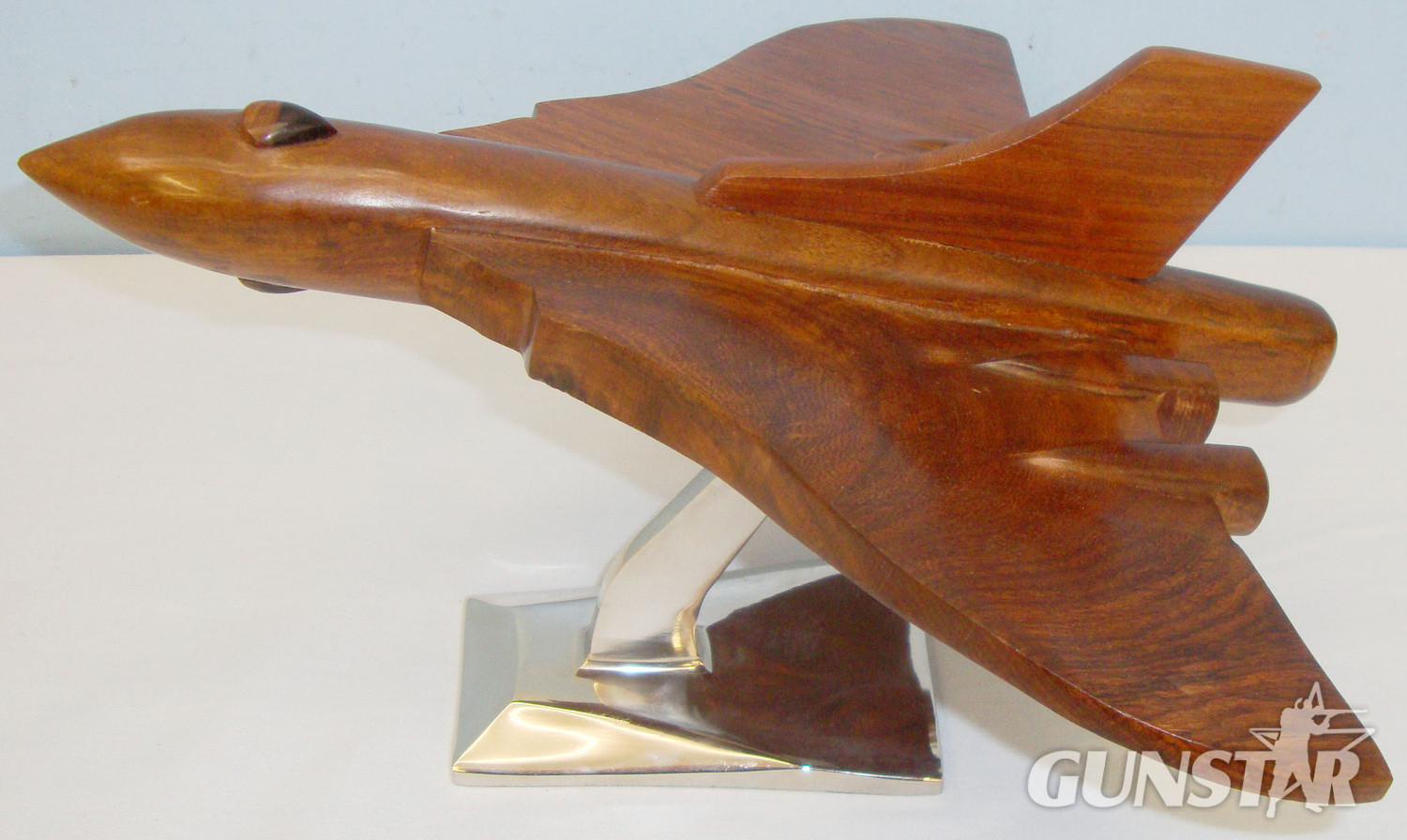 Handcrafted Mahogany Model of The Vulcan Bomber on a Chrome Desk stand. 20789 Handcrafted Mahogany Model of The Vulcan Bomber on a Chrome Desk stand. 20789 Other Accessory in 