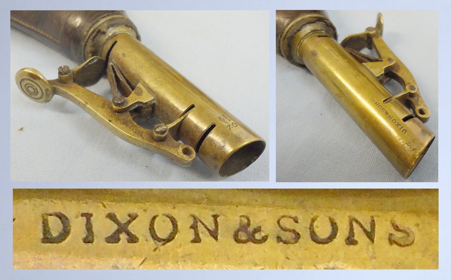 c1830-1833 James Dixon & Sons Leather and Brass Knuckle Joint Lever Black Powder Pouch. 22032. c1830-1833 James Dixon & Sons Leather and Brass Knuckle Joint Lever Black Powder Pouch. 22032.  Other Accessory