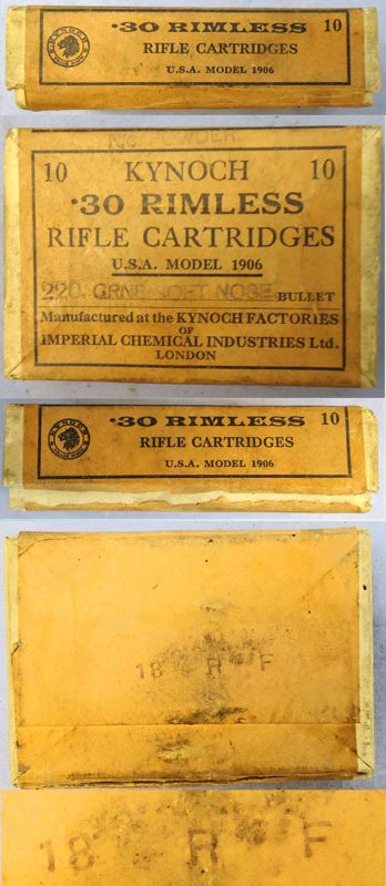  Kynoch INERT DEACTIVATED. British, Original, 10 Round Carton Of Kynoch .30 Rimless Rifle Cartridges For The U.S.A. Model 1906. Sn - 20942:3  Other Ammunition