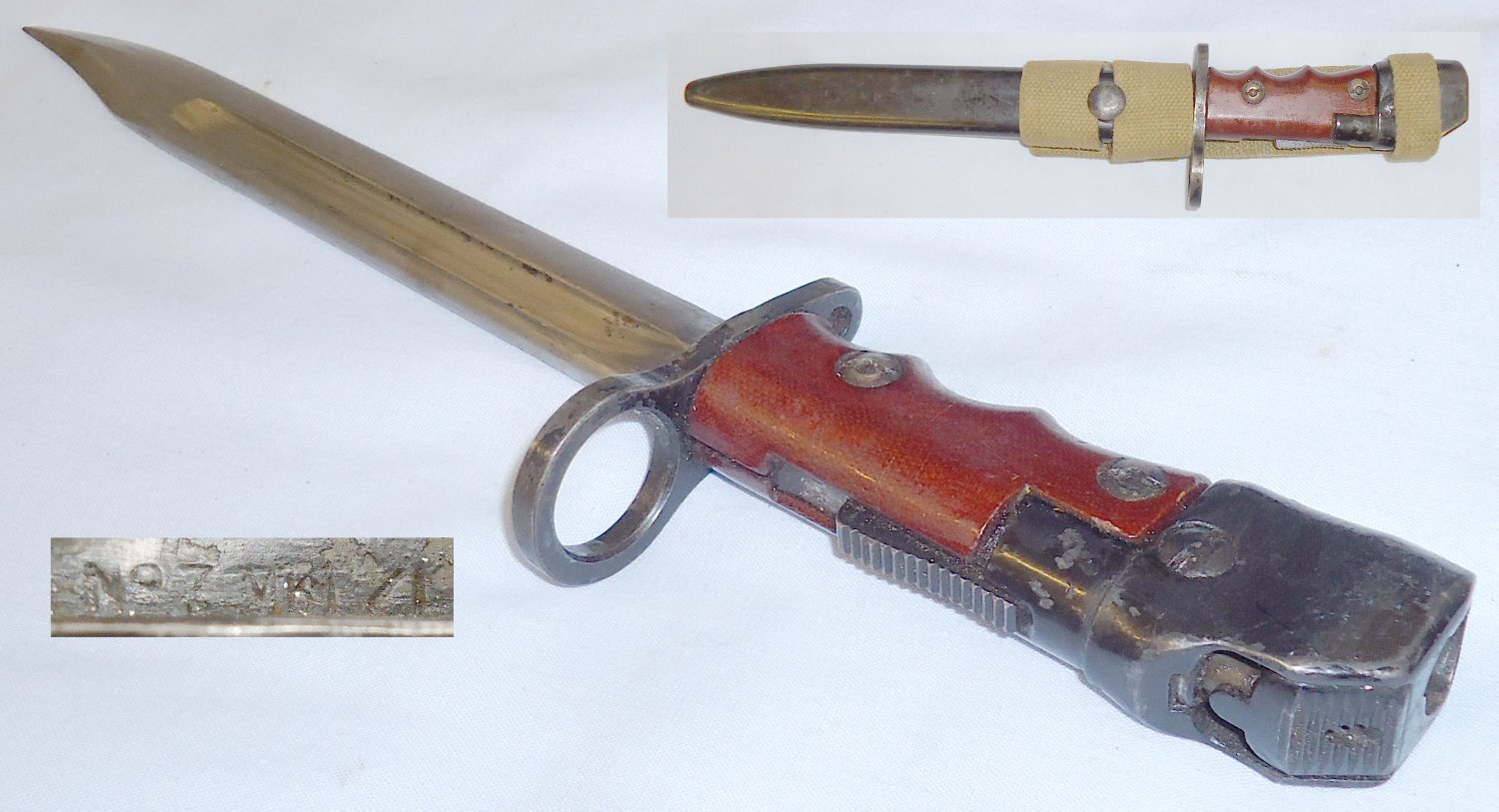 British No7 Mk1/L Bayonet Scabbard and Webbing Frog. BAYO 791. Bayonet