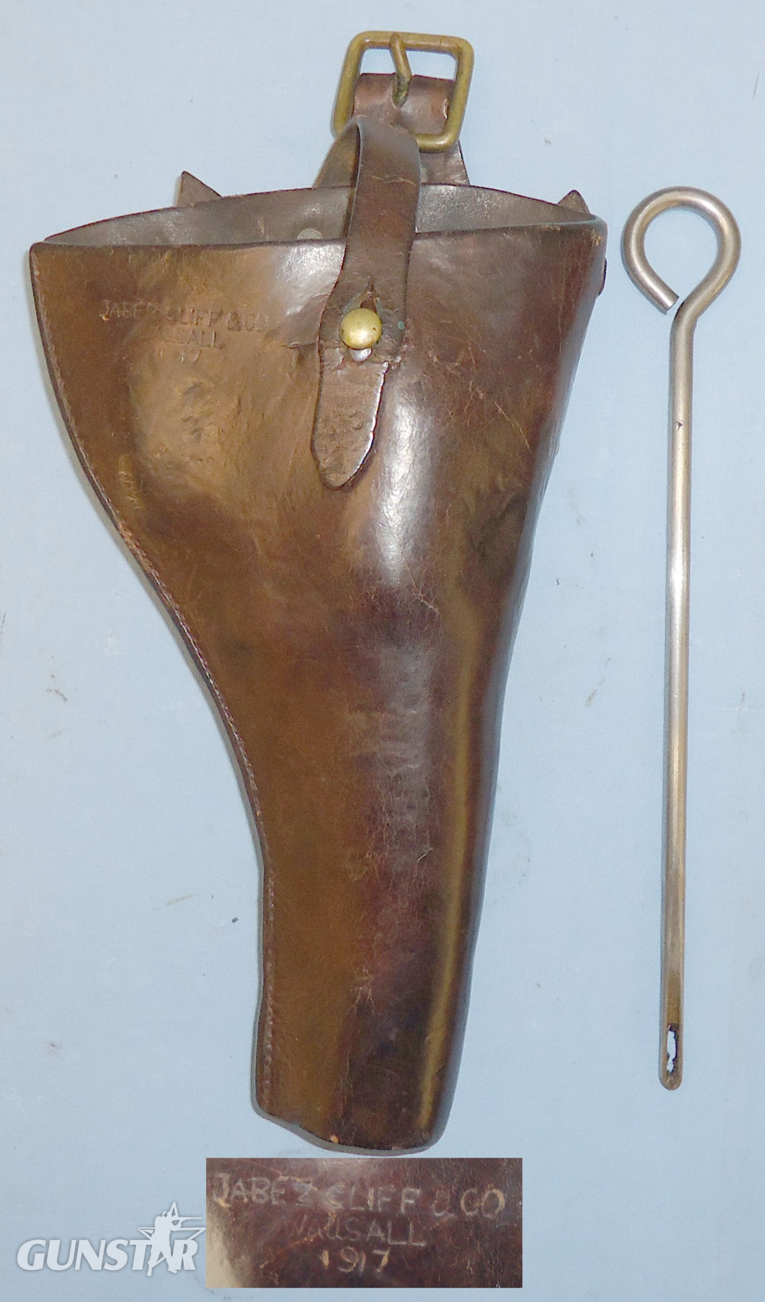 Rare Complete & Original British WW1 1917 Dated Heavy Hide Open Top Holster for the Webley MK VI .455 Revolver by Manufacturer Jabez Cliff & Co . L 343 Rare Complete & Original British WW1 1917 Dated Heavy Hide Open Top Holster for the Webley MK VI .455 Revolver by Manufacturer Jabez Cliff & Co . L 343 Antique & Militaria in 