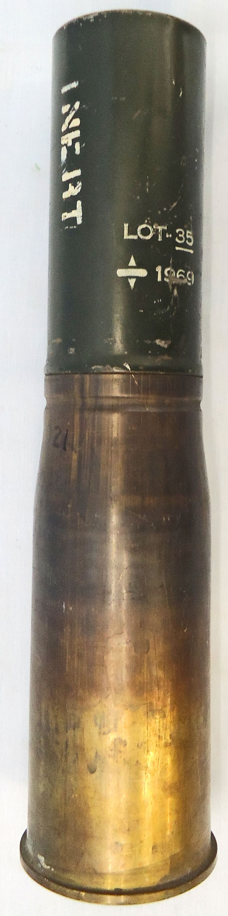 INERT DEACTIVATED. Rare, MINT, British, 1969 Dated, 76mm ARMDC (76.2x230R) L21A1, Canister Round For The Scorpion light Tank and Saladin Armoured Car. - O 2011 INERT DEACTIVATED. Rare, MINT, British, 1969 Dated, 76mm ARMDC (76.2x230R) L21A1, Canister Round For The Scorpion light Tank and Saladin Armoured Car. - O 2011  Other Ammunition - {CATEGORY}